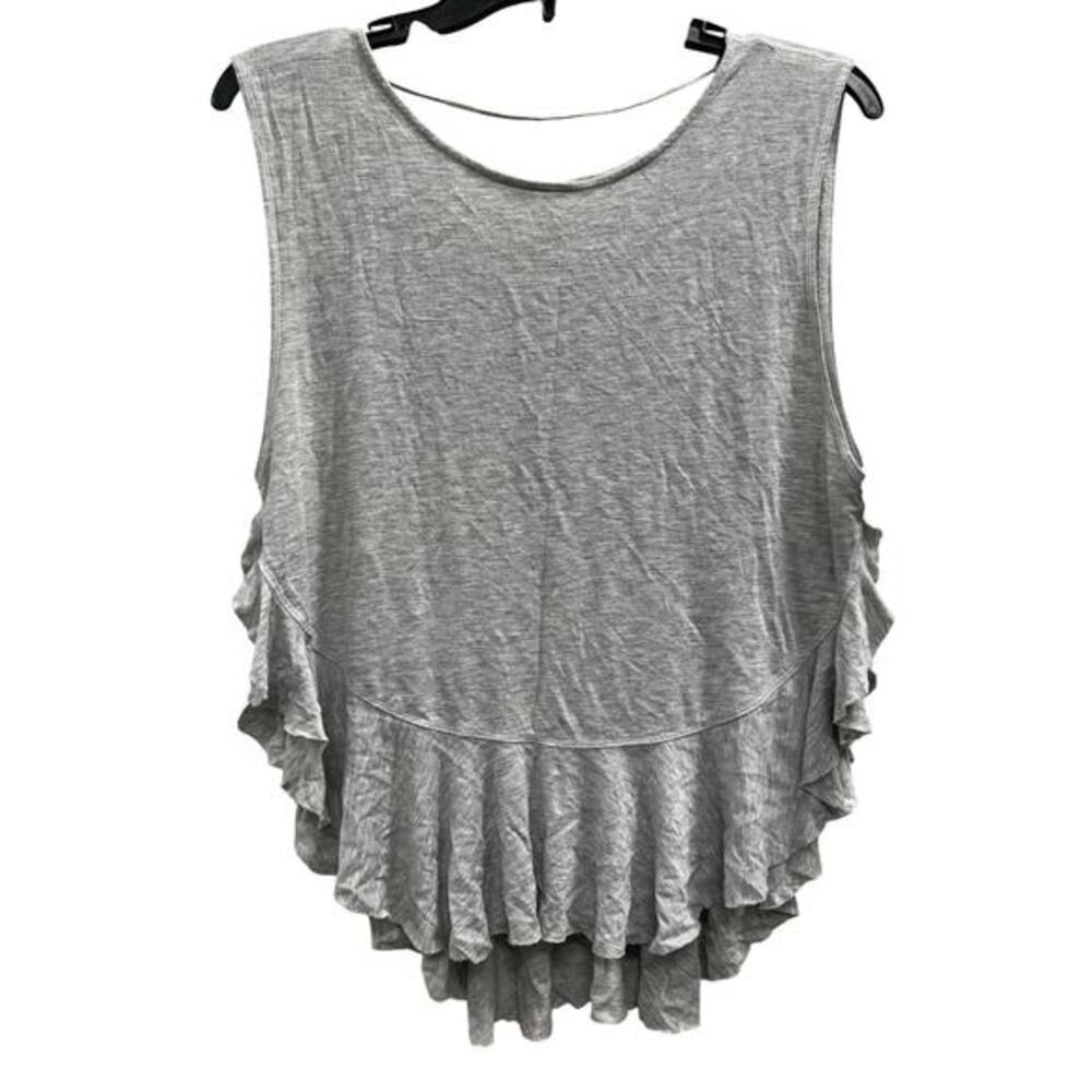 We the Free Uptown Ruffle peplum hem gray tank top Sz S